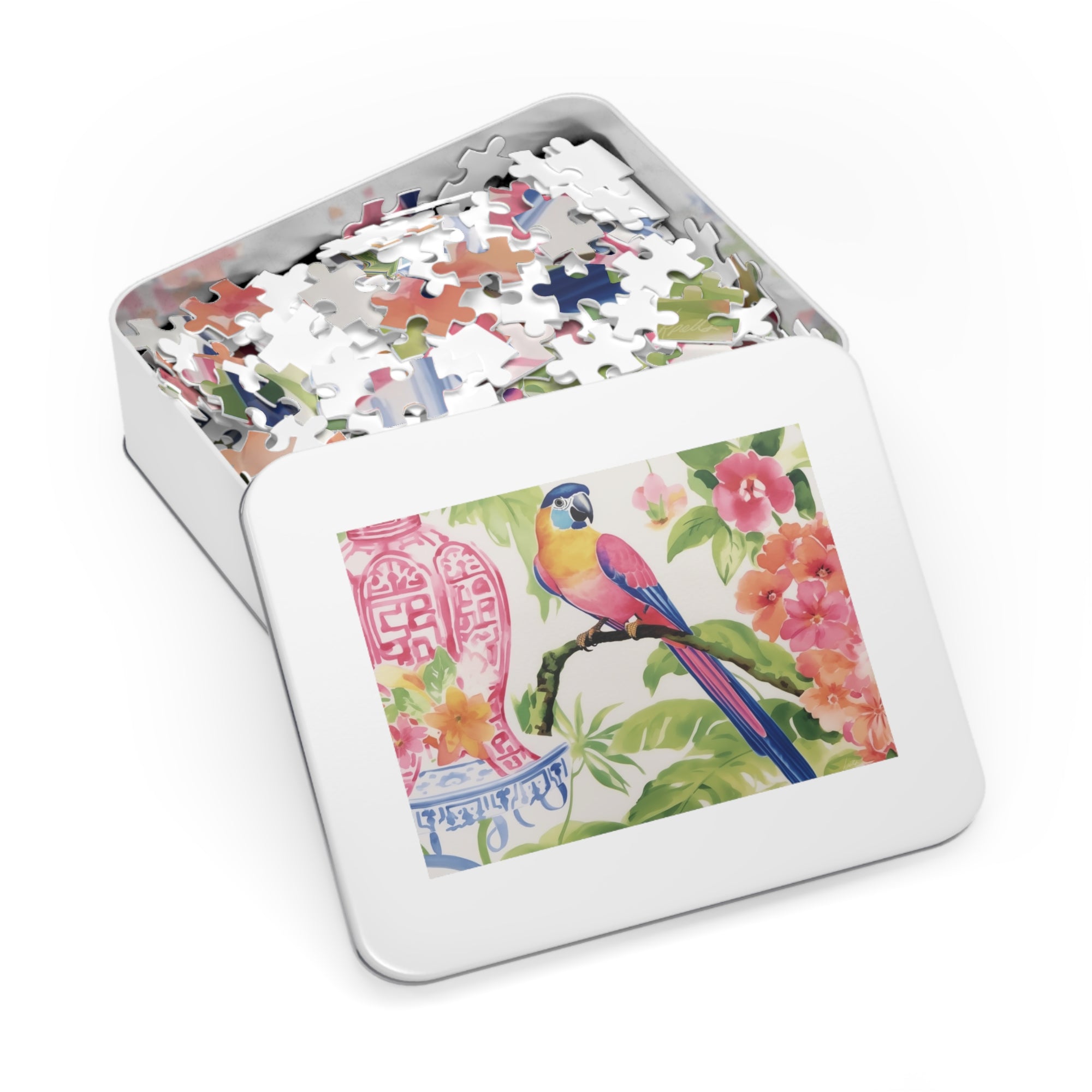 Jigsaw Puzzle | Parrot, Hibiscus and Chinoiserie  (30,  252, 500 & 1000-Piece)