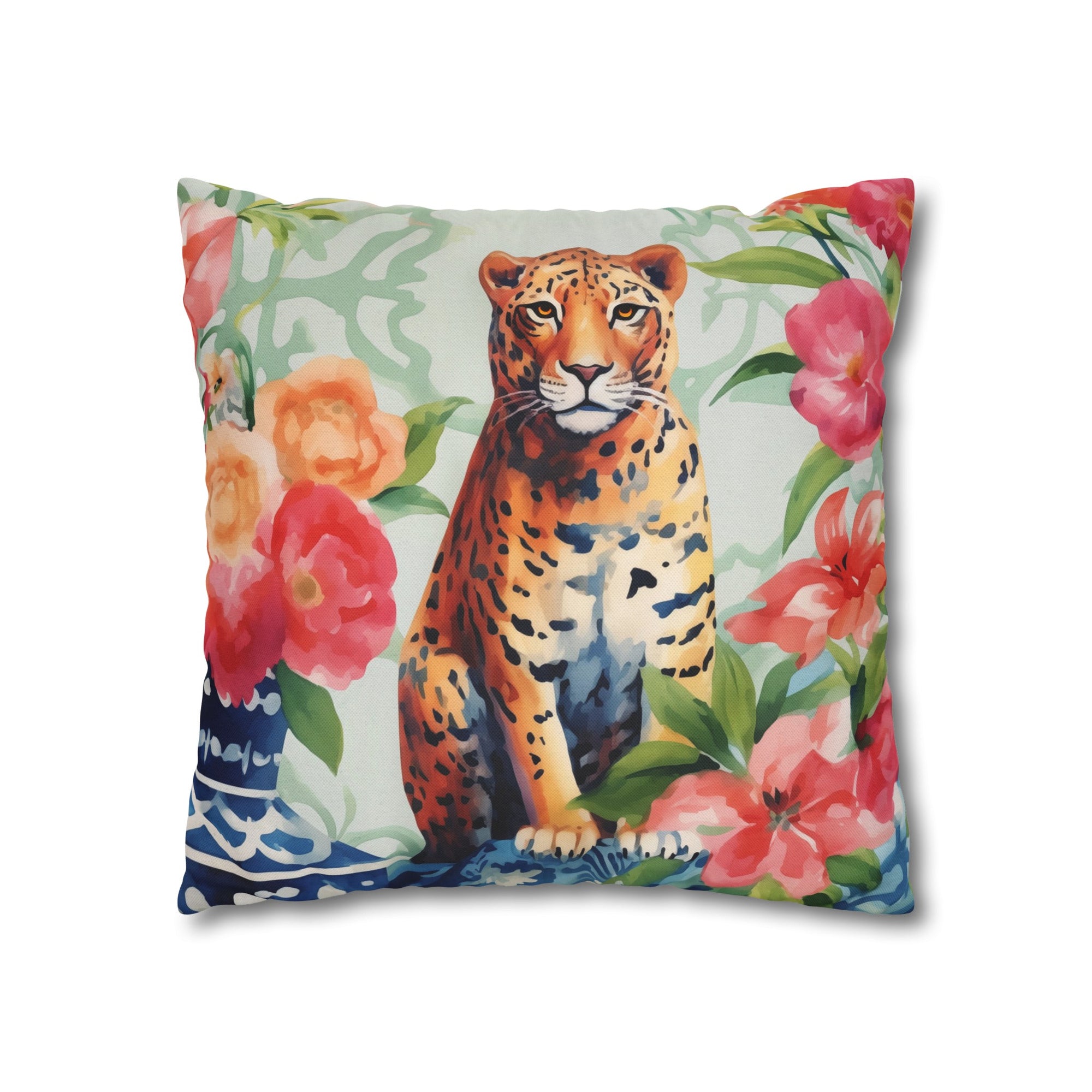 Spun Polyester Square Pillowcase - Tigress Garden