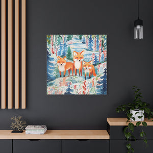 Mystical Fox Trio Enchanted Gaze - Available in 4 Sizes - Matte Canvas