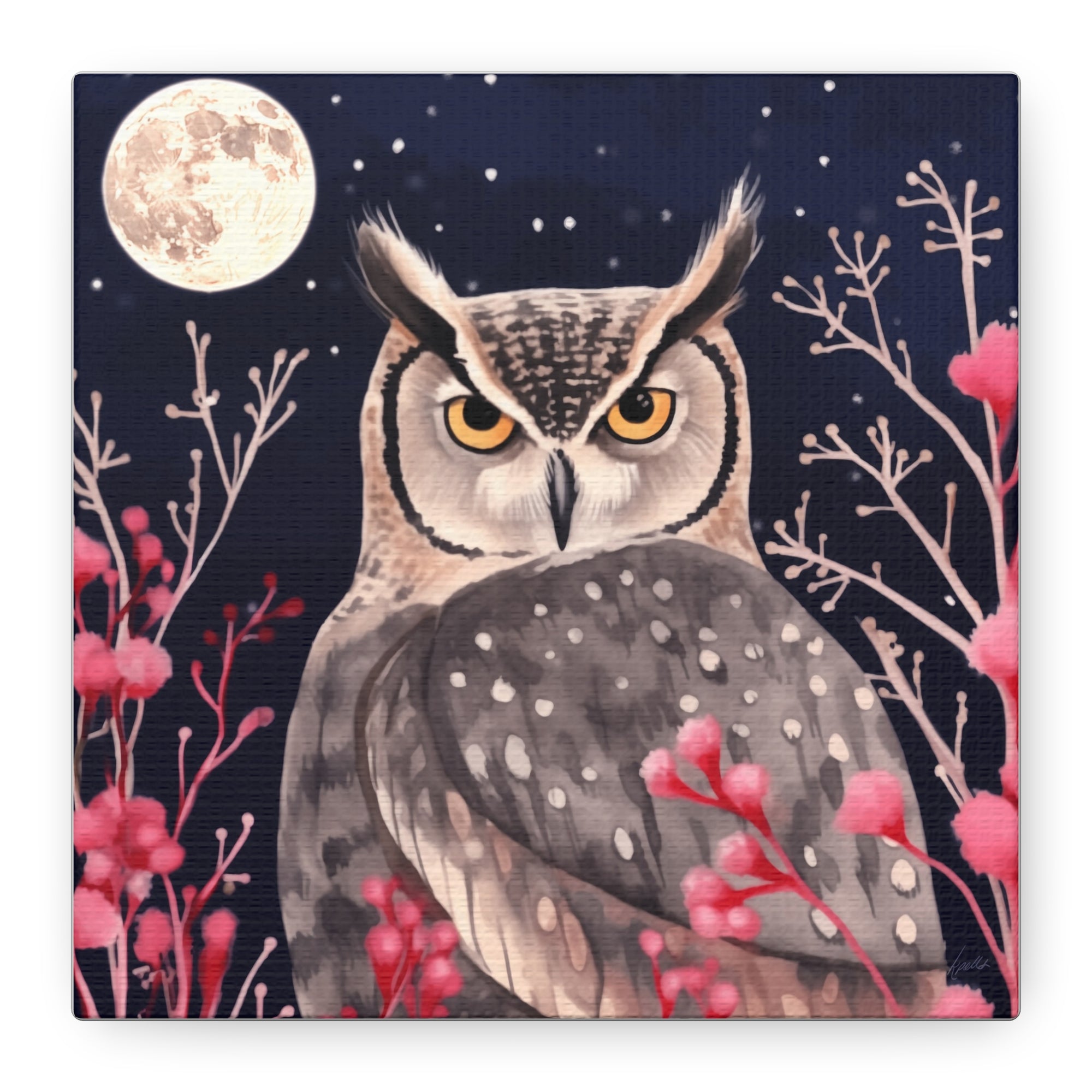 Pink Grass Owl  - Available in 4 Sizes - Matte Canvas