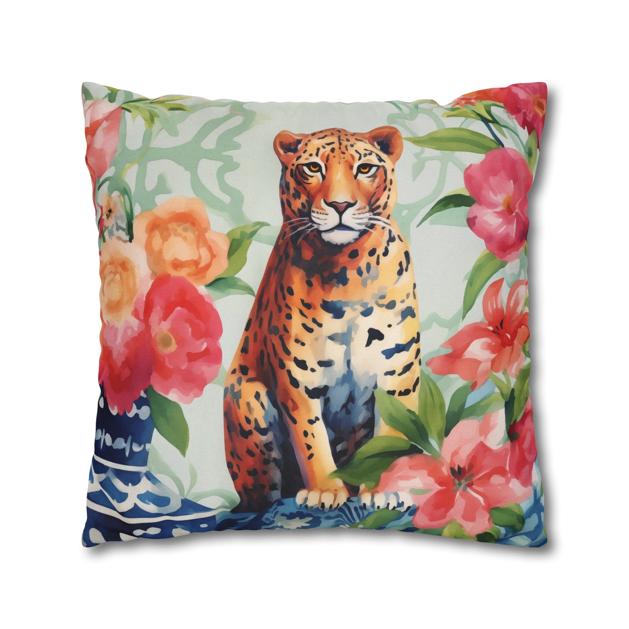 Spun Polyester Square Pillowcase - Tigress Garden