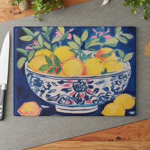 Cutting Board - happiness is a bowlful of lemons, - Personalization Optional