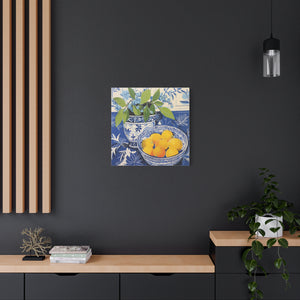 Lemon and Chinoiserie Harmony  - Available in 4 Sizes - Matte Canvas