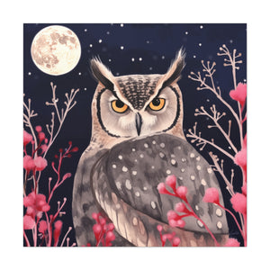 Pink Grass Owl  - Available in 4 Sizes - Matte Canvas