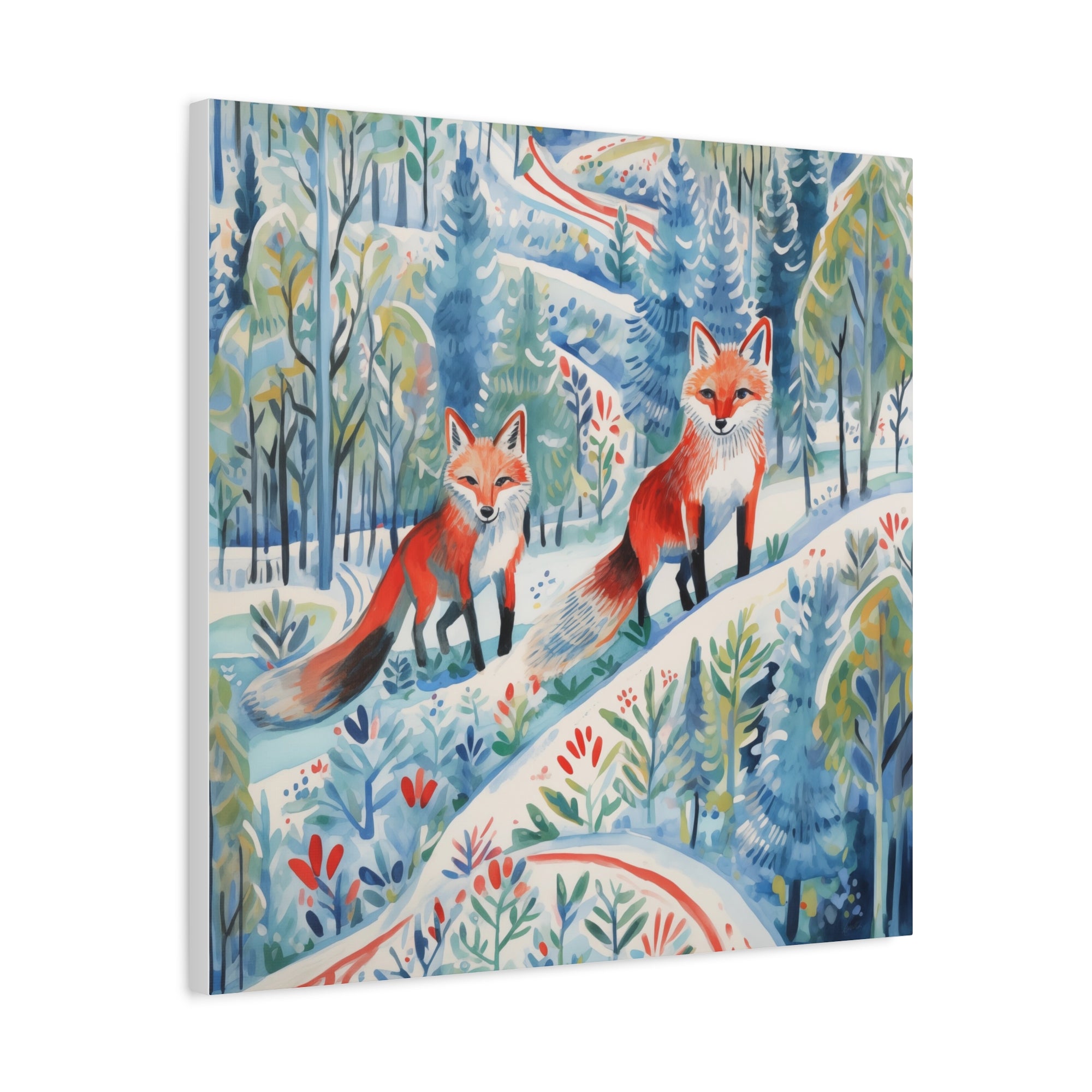 Foxes Snowy Sojourn - Available in 4 Sizes - Matte Canvas