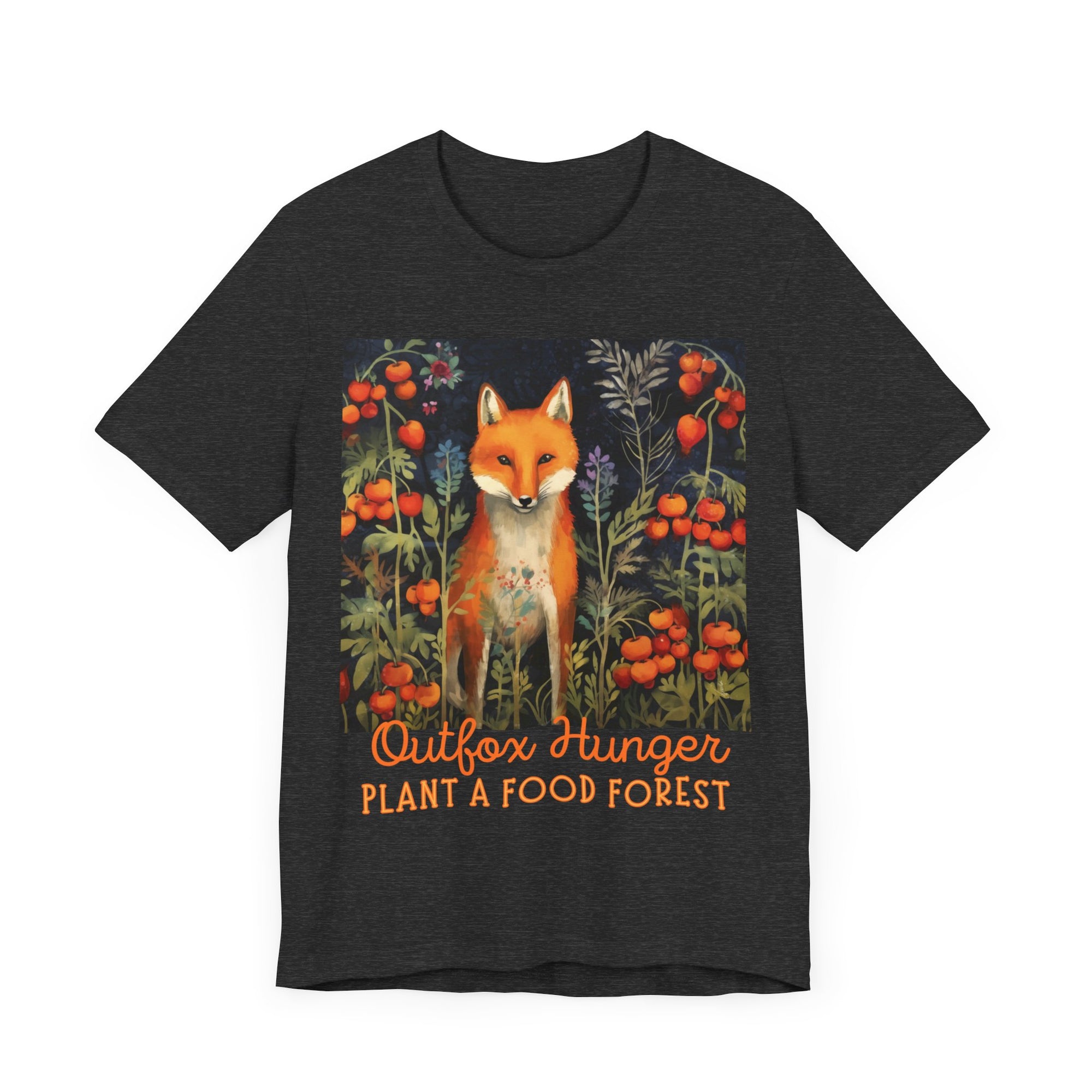 Outfox Hunger - Personalization Option - Unisex Jersey Short Sleeve Tee, food forest, fox, sustainable, food activist, activism, hunger, fight hunger, food insecurity