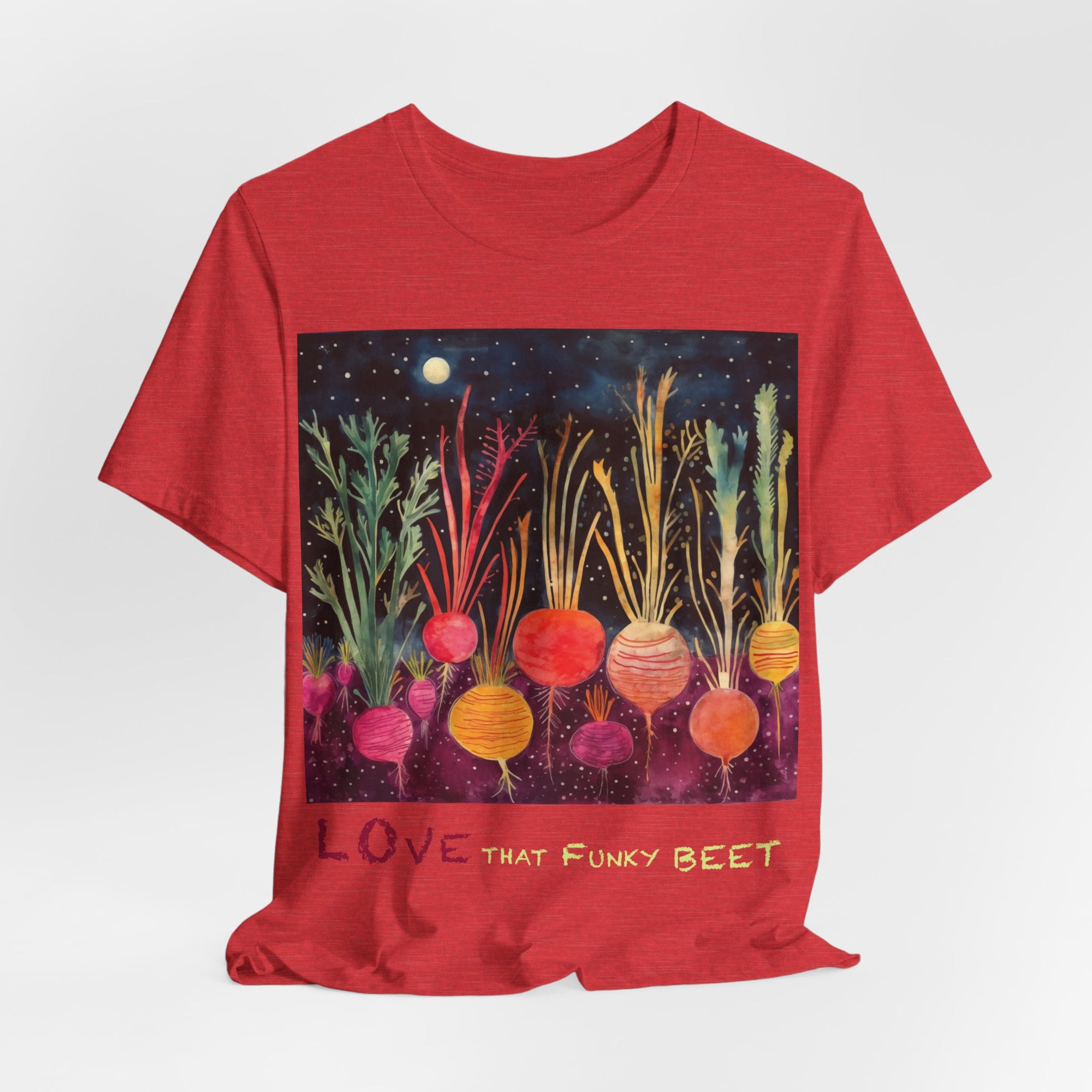 Love That Funky Beet - Personalization Option - Unisex Jersey Short Sleeve Tee, beet, root, gardener, gardening, root veggie, vegetable lover, culinary, chef, kitchen, cook