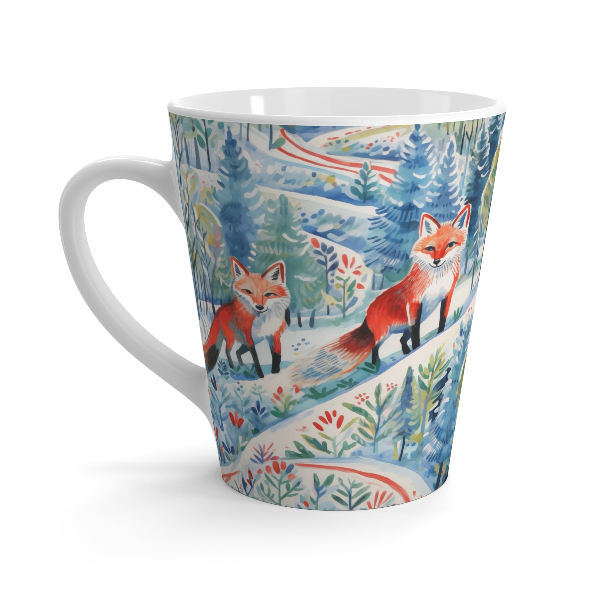 Latte Mug - Foxes Snowy Sojourn