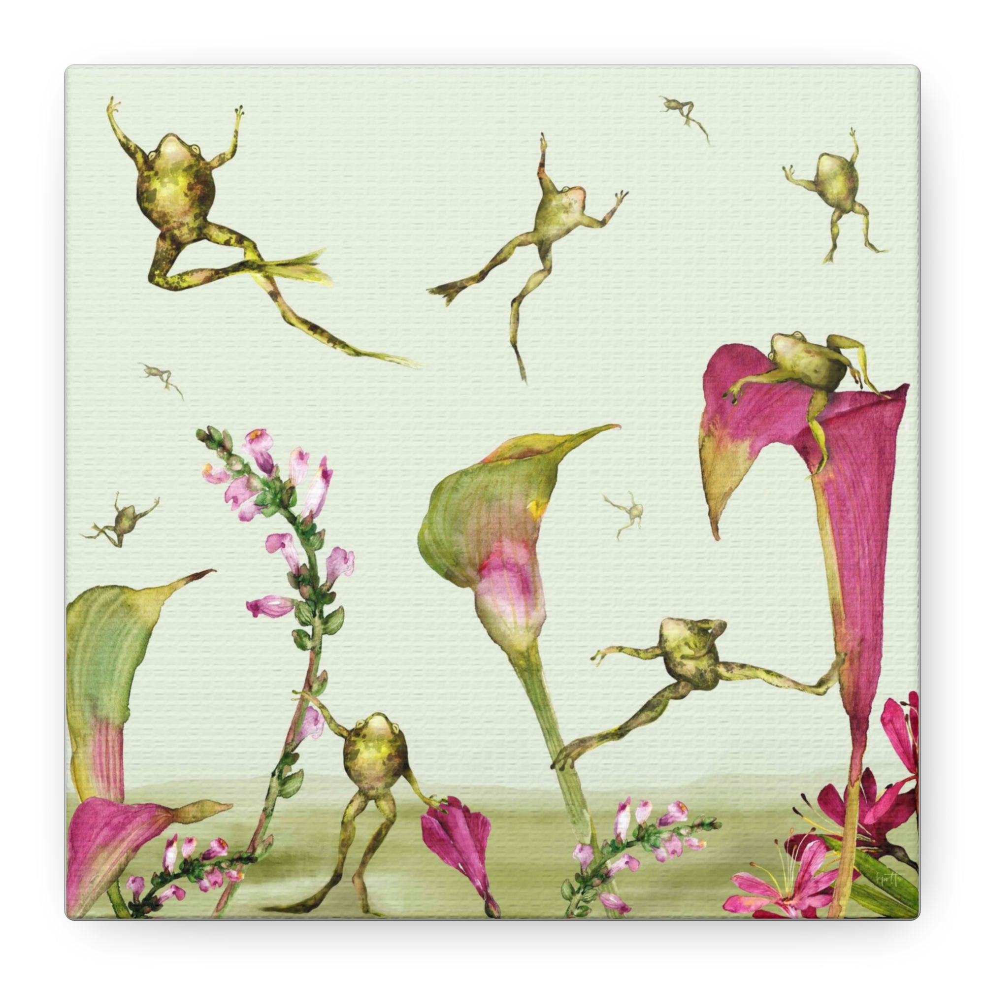 Frogs in Calla Lilies  - Available in 4 Sizes - Matte Canvas