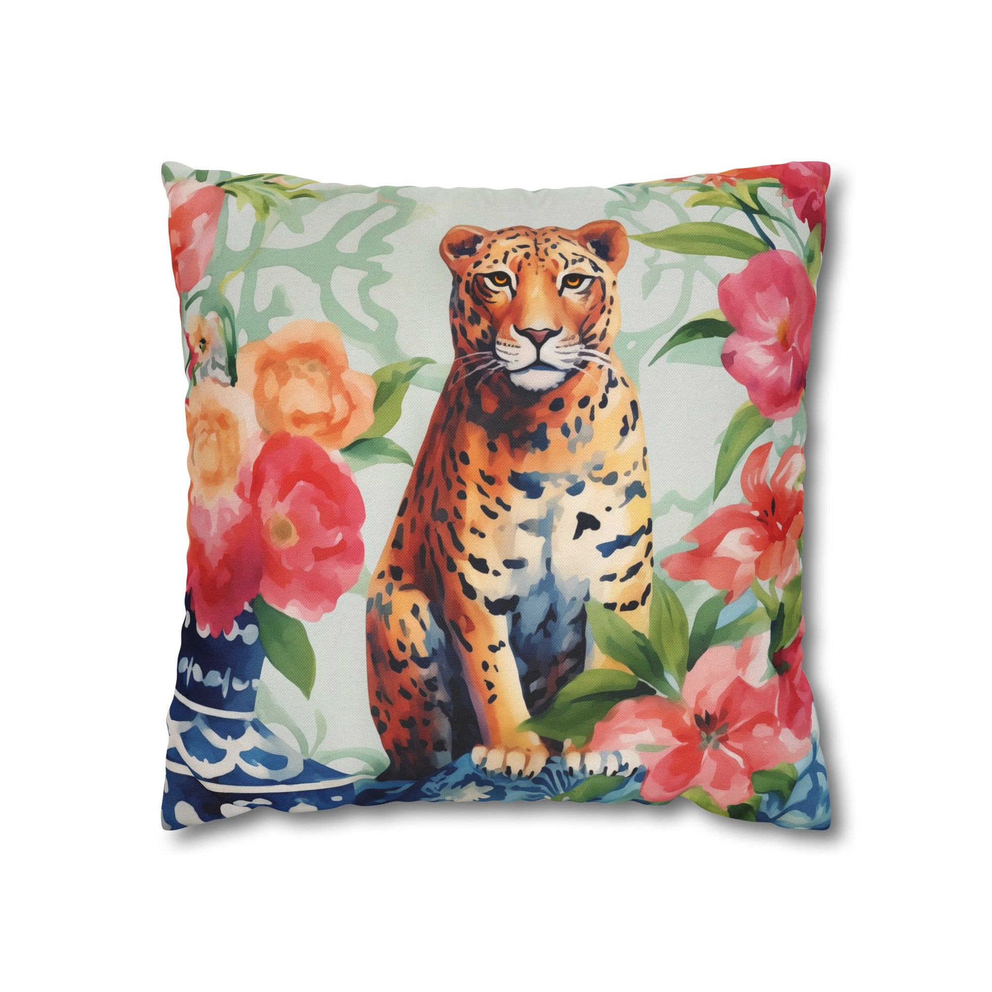 Spun Polyester Square Pillowcase - Tigress Garden