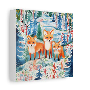 Mystical Fox Trio Enchanted Gaze - Available in 4 Sizes - Matte Canvas