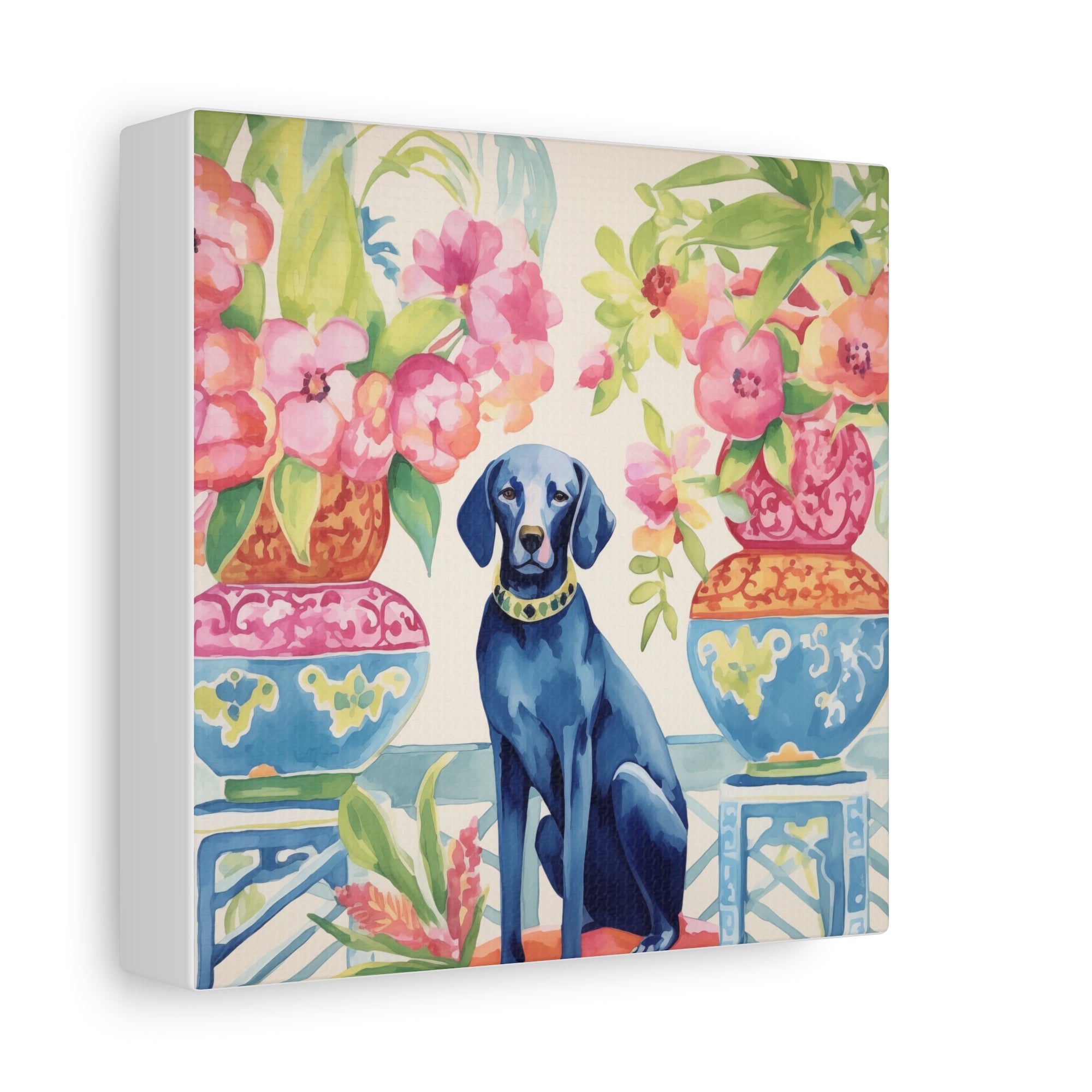 Chew-Noiserie -Blue Dog in Chinoiserie Room -Available in 4 sizes - Matte Canvas