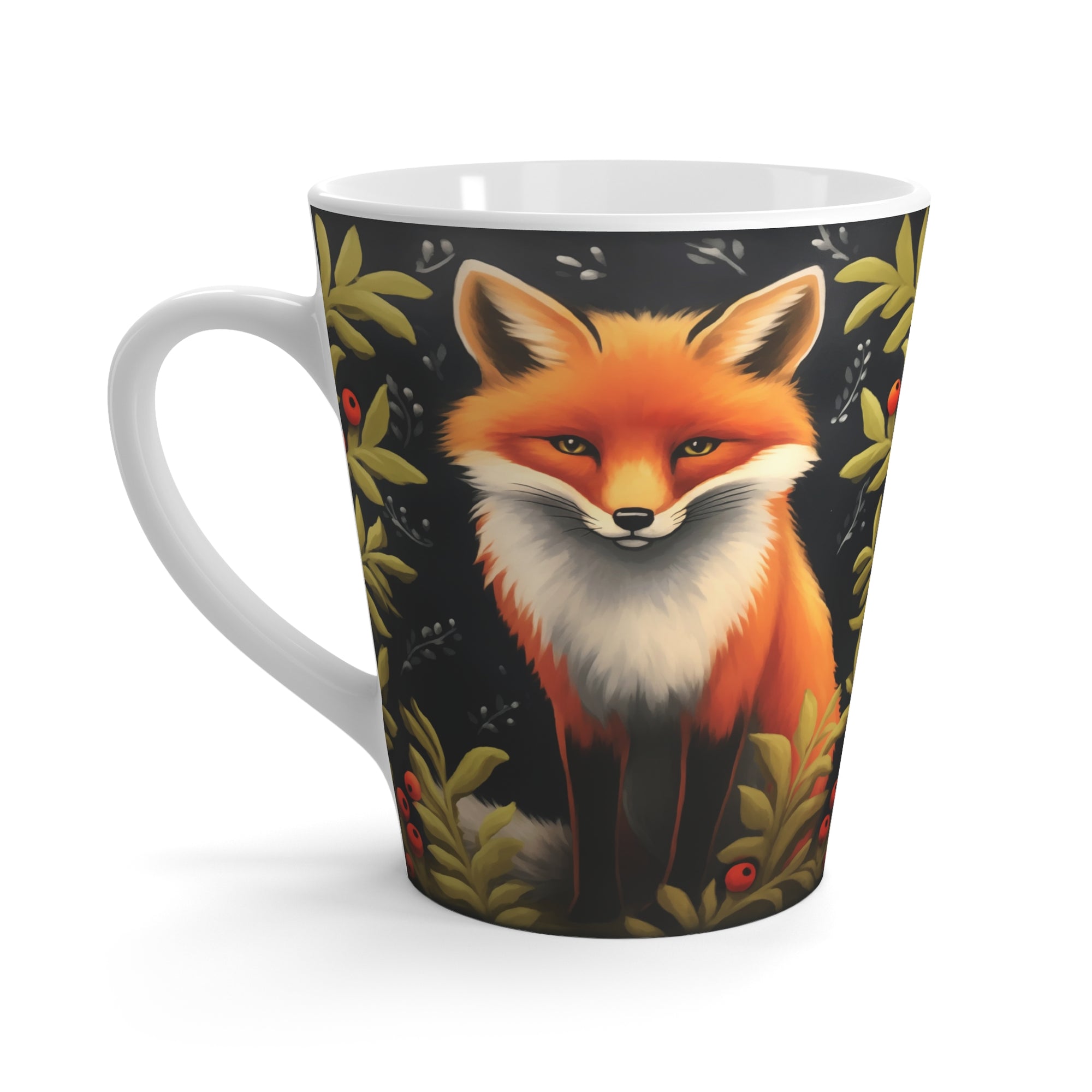 Latte Mug - Fox Berry Winter Night