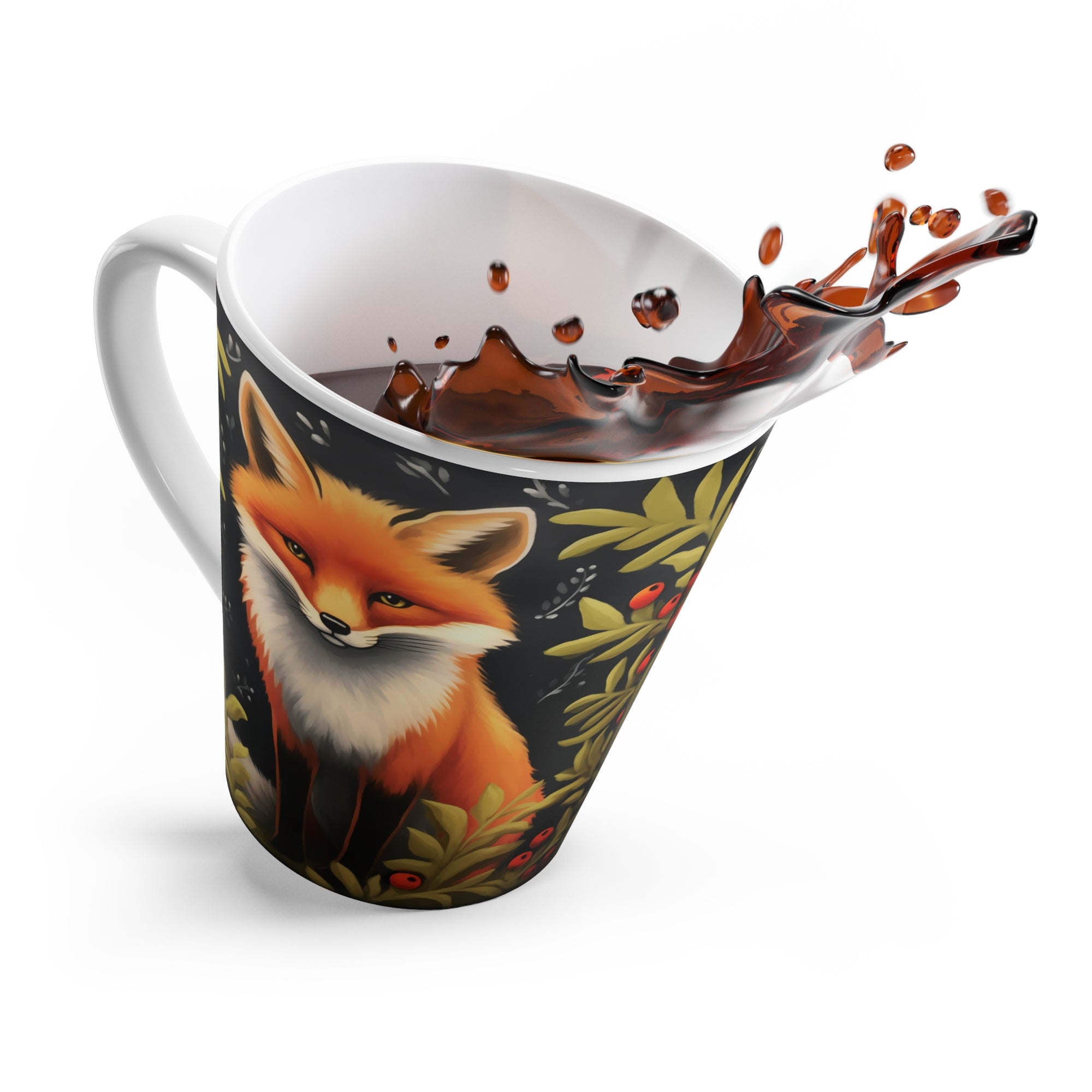 Latte Mug - Fox Berry Winter Night