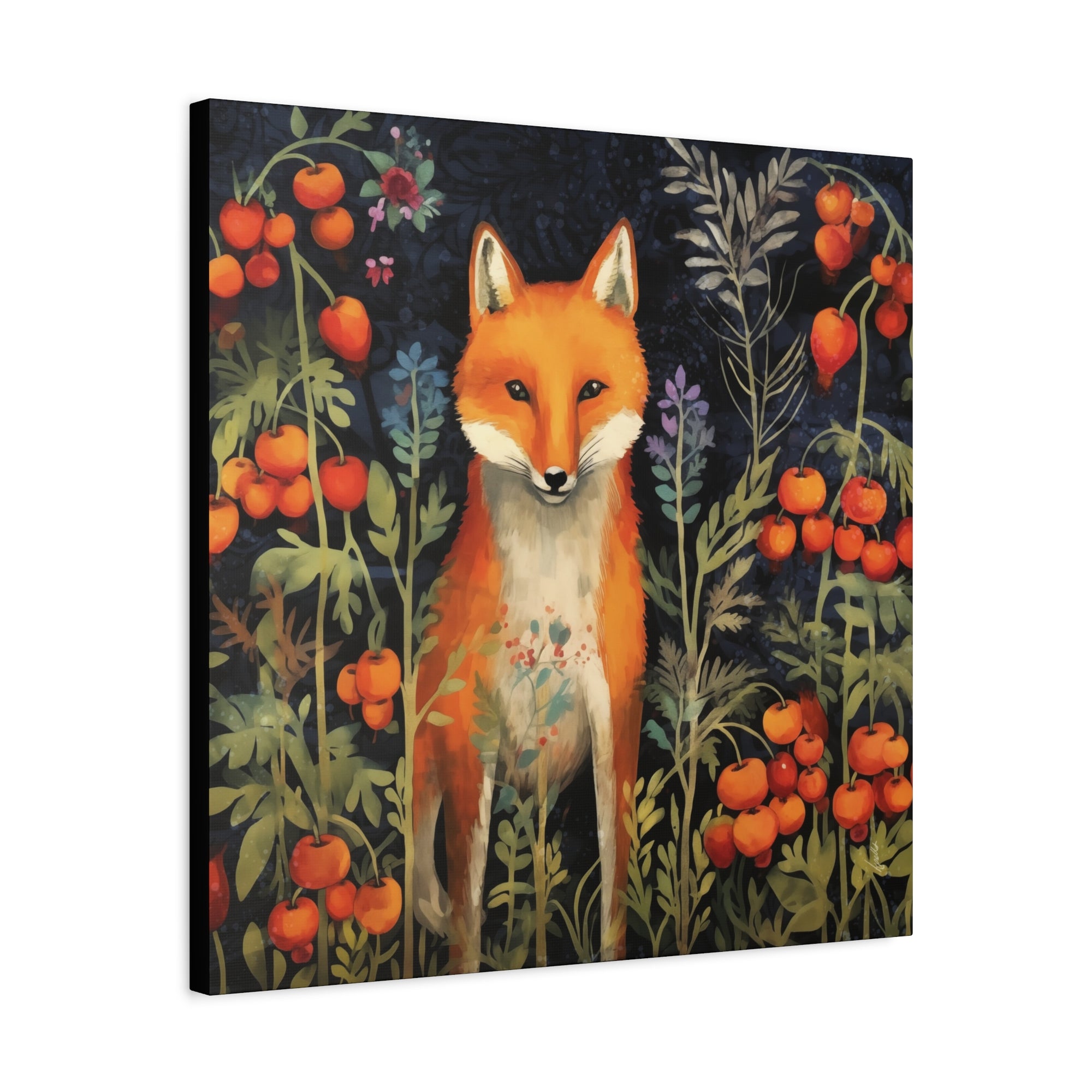 Fox in Crabapples - Available in 4 Sizes - Matte Canvas