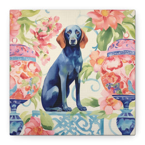 Blue-Noiserie -Blue Dog in Chinoiserie Room - Available in 4 sizes - Matte Canvas