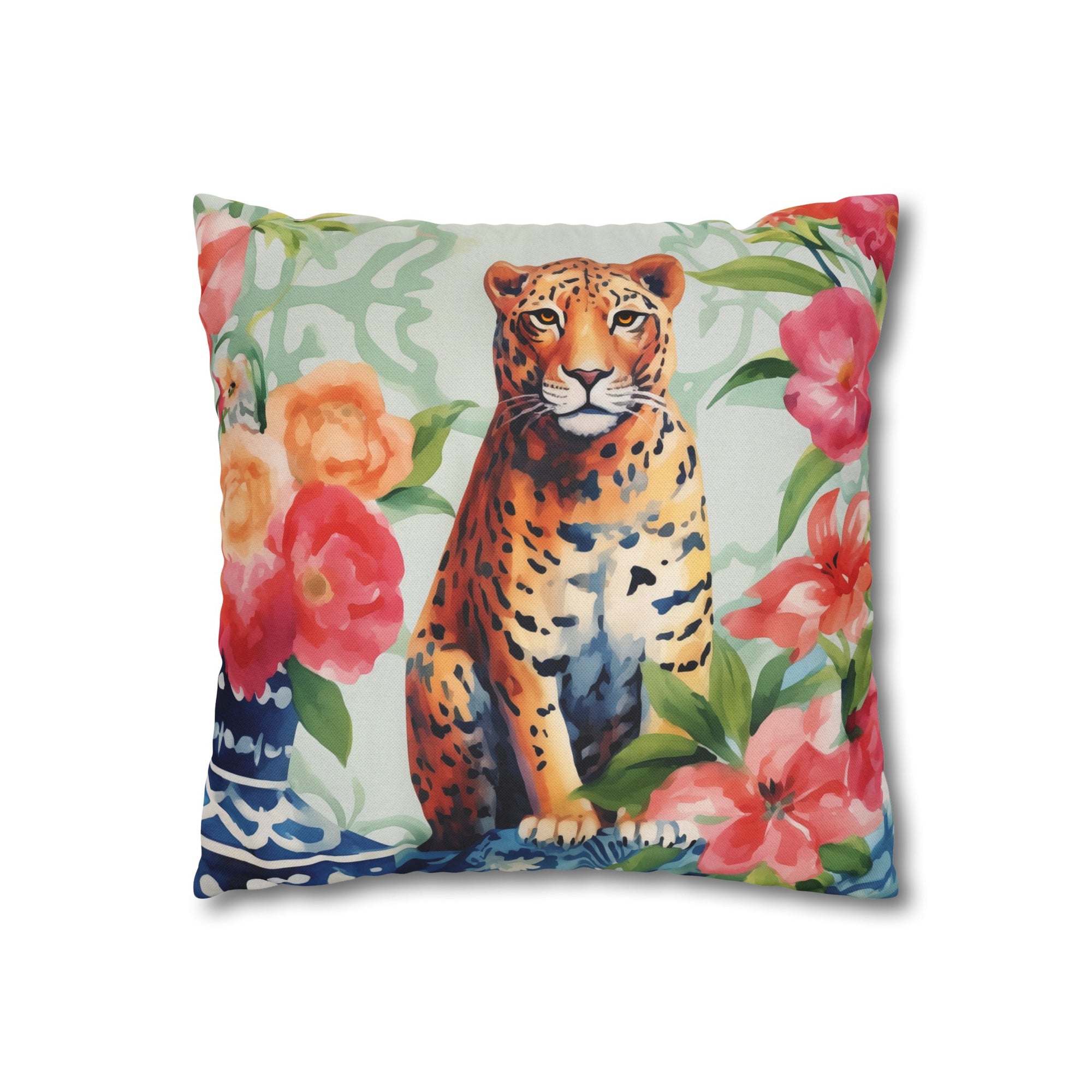 Spun Polyester Square Pillowcase - Tigress Garden