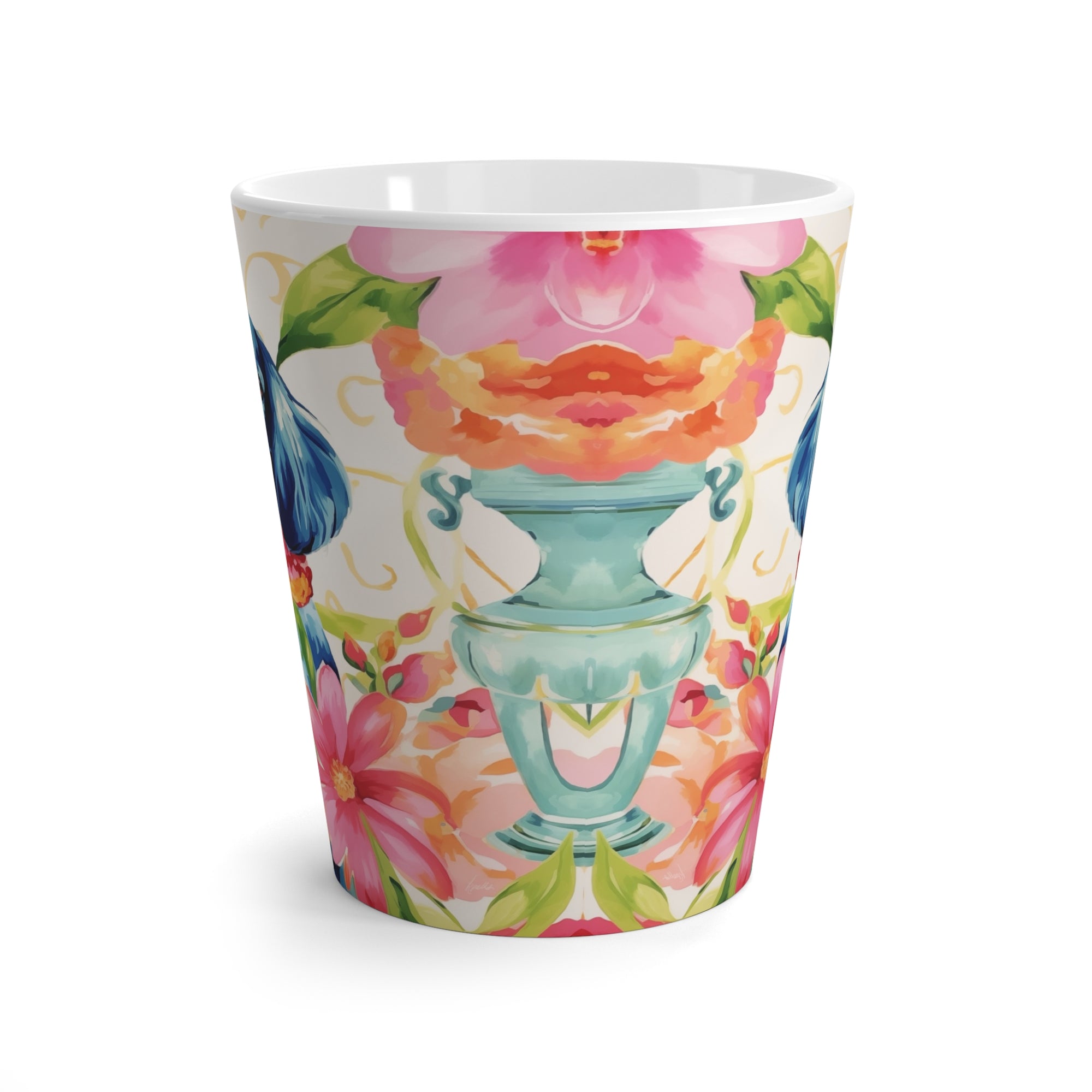 Latte Mug - Royal King Charles Spaniel with Peonies