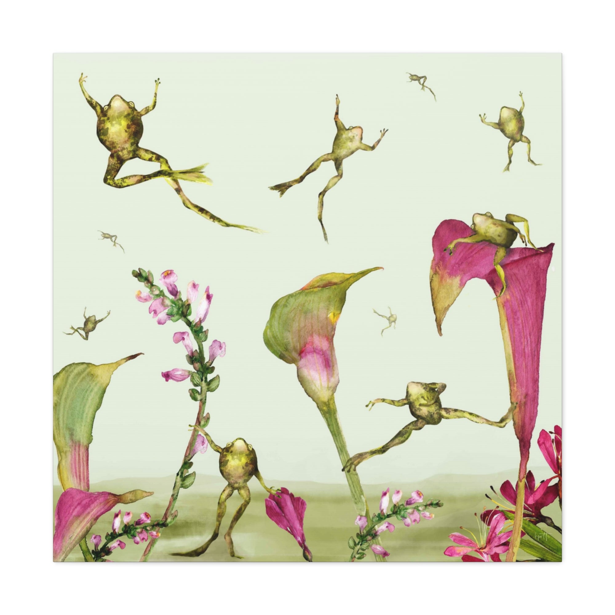 Frogs in Calla Lilies  - Available in 4 Sizes - Matte Canvas