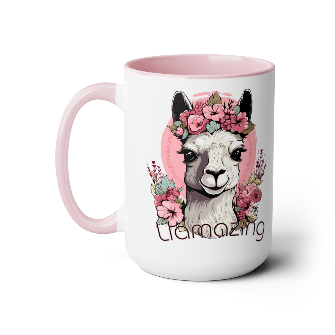 Llamazing - Personalization Optional - Two-Tone Coffee Mugs, 15oz, mom mug, mother, girlfriend, llama gift, llama love