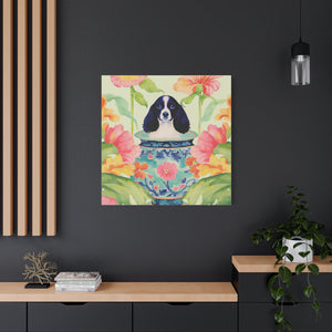 Sophie’s Retreat - Blue Spaniel in Chinoiserie - Available in 4 Sizes - Matte Canvas