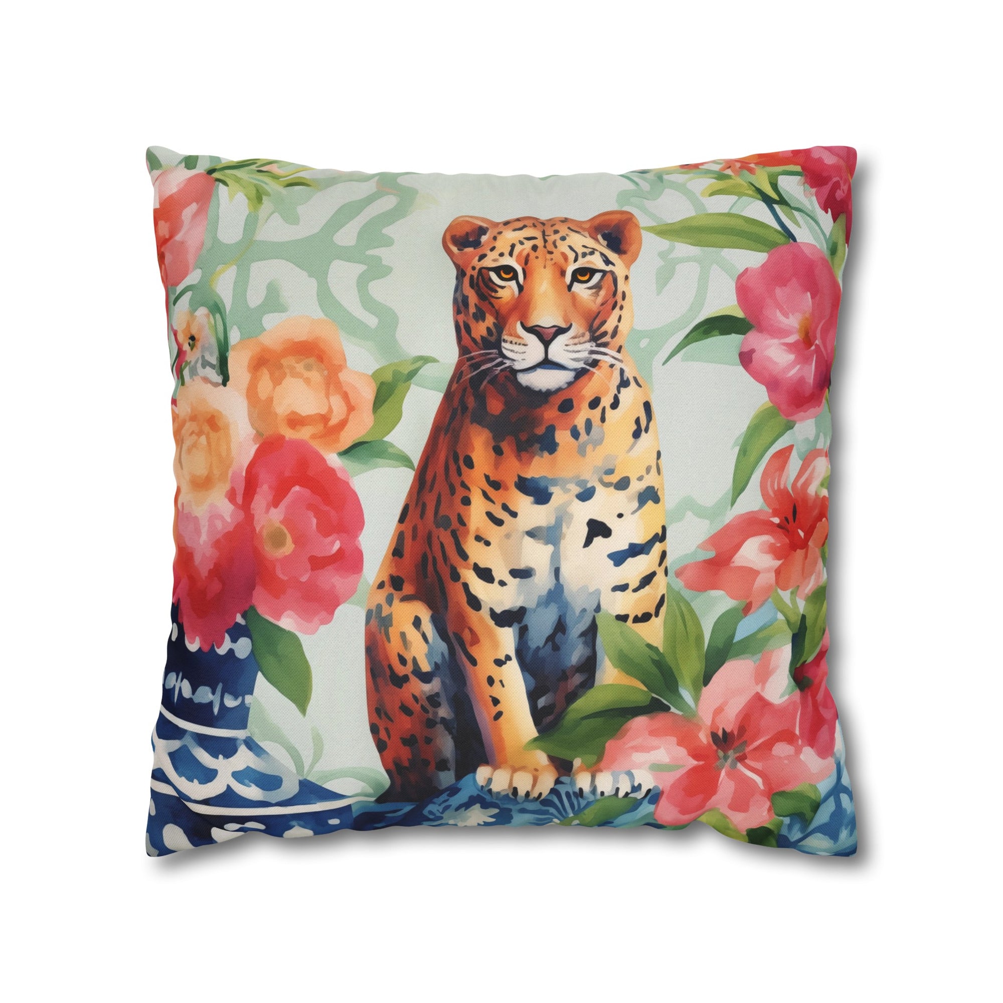 Spun Polyester Square Pillowcase - Tigress Garden