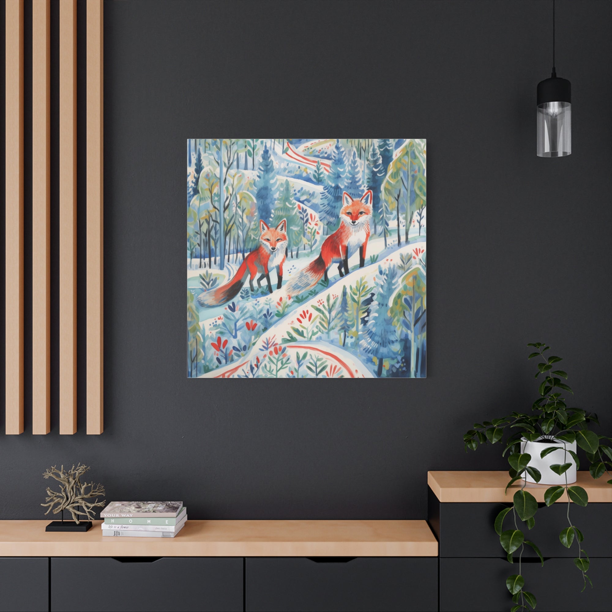 Foxes Snowy Sojourn - Available in 4 Sizes - Matte Canvas