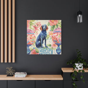 Blue-Noiserie -Blue Dog in Chinoiserie Room - Available in 4 sizes - Matte Canvas