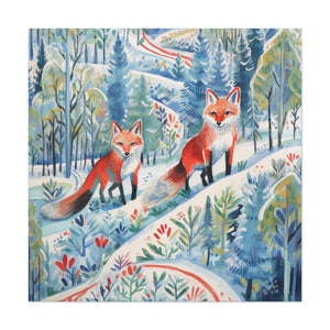 Foxes Snowy Sojourn - Available in 4 Sizes - Matte Canvas