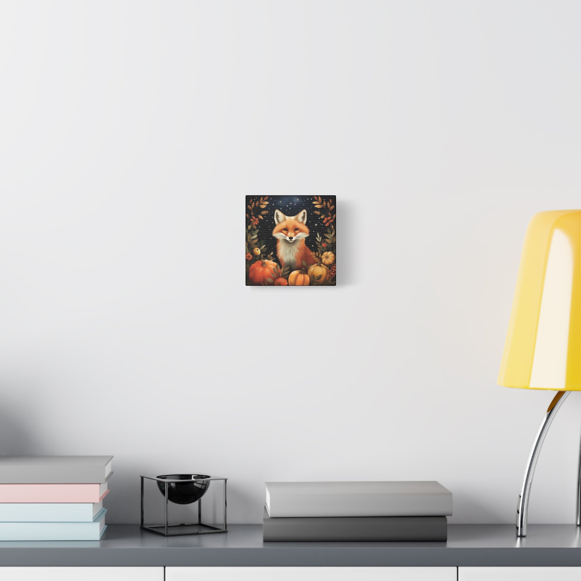 Fox in Starry Pumpkin Patch - Available in 4 Sizes - Matte Canvas