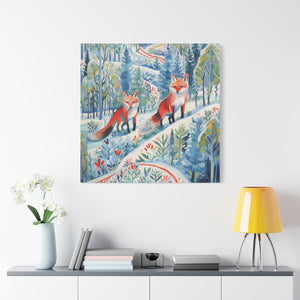 Foxes Snowy Sojourn - Available in 4 Sizes - Matte Canvas