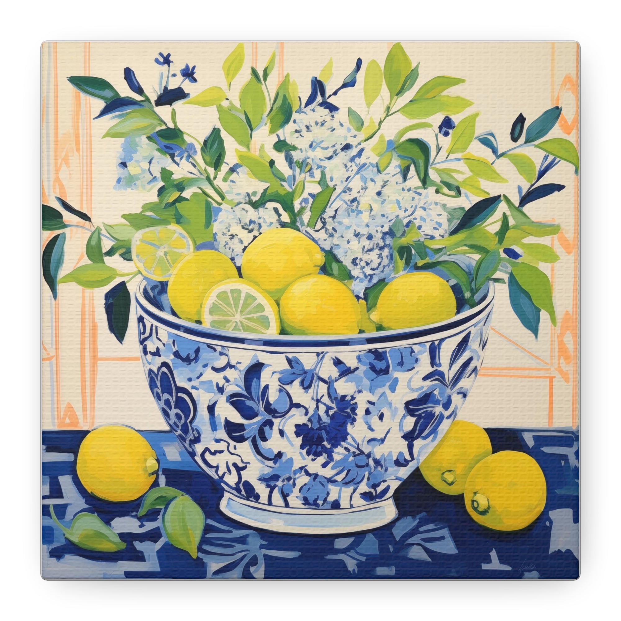 Lemon Bliss in Chinoiserie Bowl  - Available in 4 Sizes - Matte Canvas