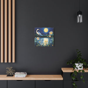 Egret in the Moonlight  - Available in 5 Sizes - Matte Canvas