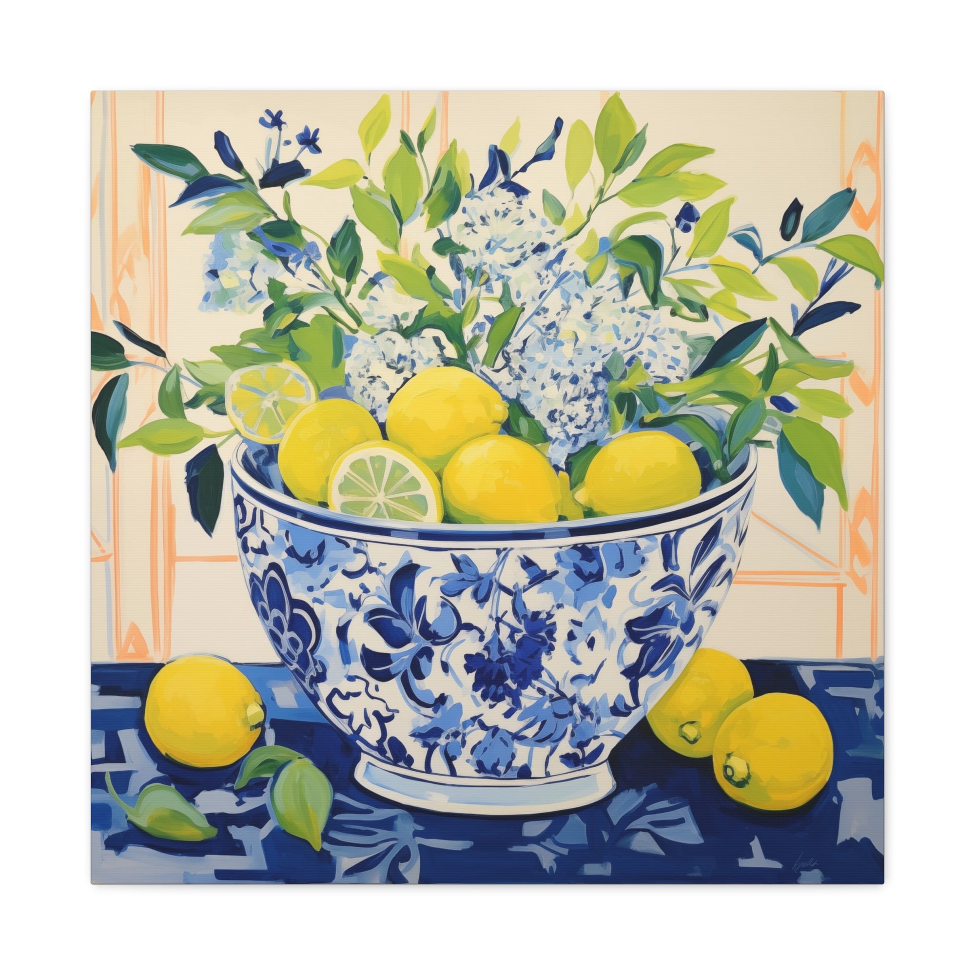 Lemon Bliss in Chinoiserie Bowl  - Available in 4 Sizes - Matte Canvas