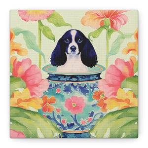 Sophie’s Retreat - Blue Spaniel in Chinoiserie - Available in 4 Sizes - Matte Canvas