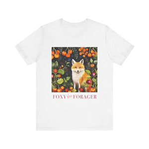 Foxy the Forager - Personalization option  Food Forest Fox - Unisex Jersey Short Sleeve Tee