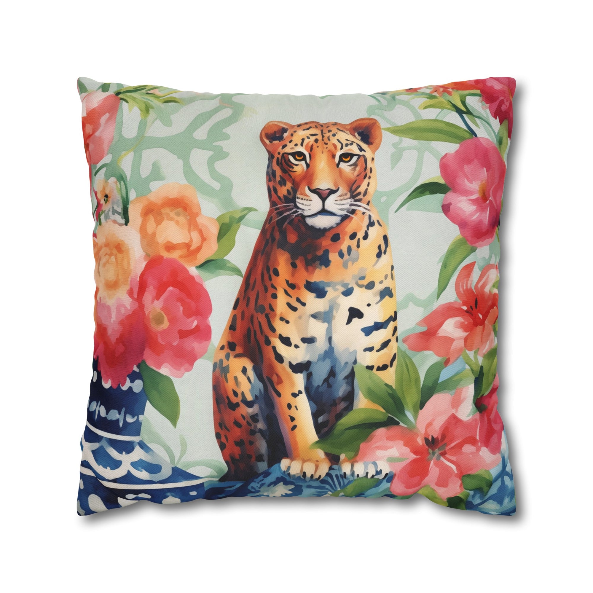 Spun Polyester Square Pillowcase - Tigress Garden