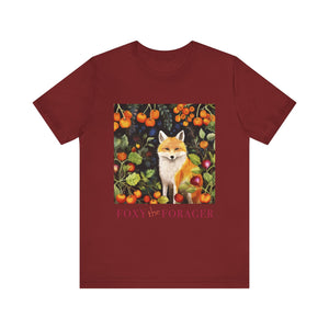 Foxy the Forager - Personalization option  Food Forest Fox - Unisex Jersey Short Sleeve Tee