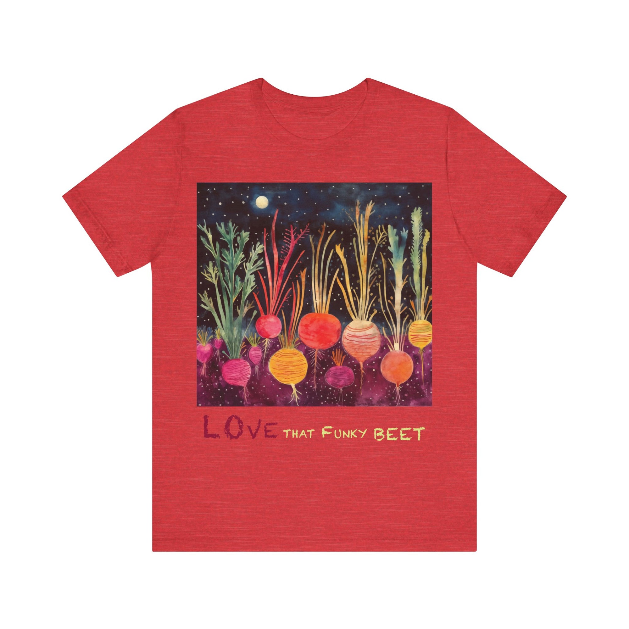 Love That Funky Beet - Personalization Option - Unisex Jersey Short Sleeve Tee, beet, root, gardener, gardening, root veggie, vegetable lover, culinary, chef, kitchen, cook