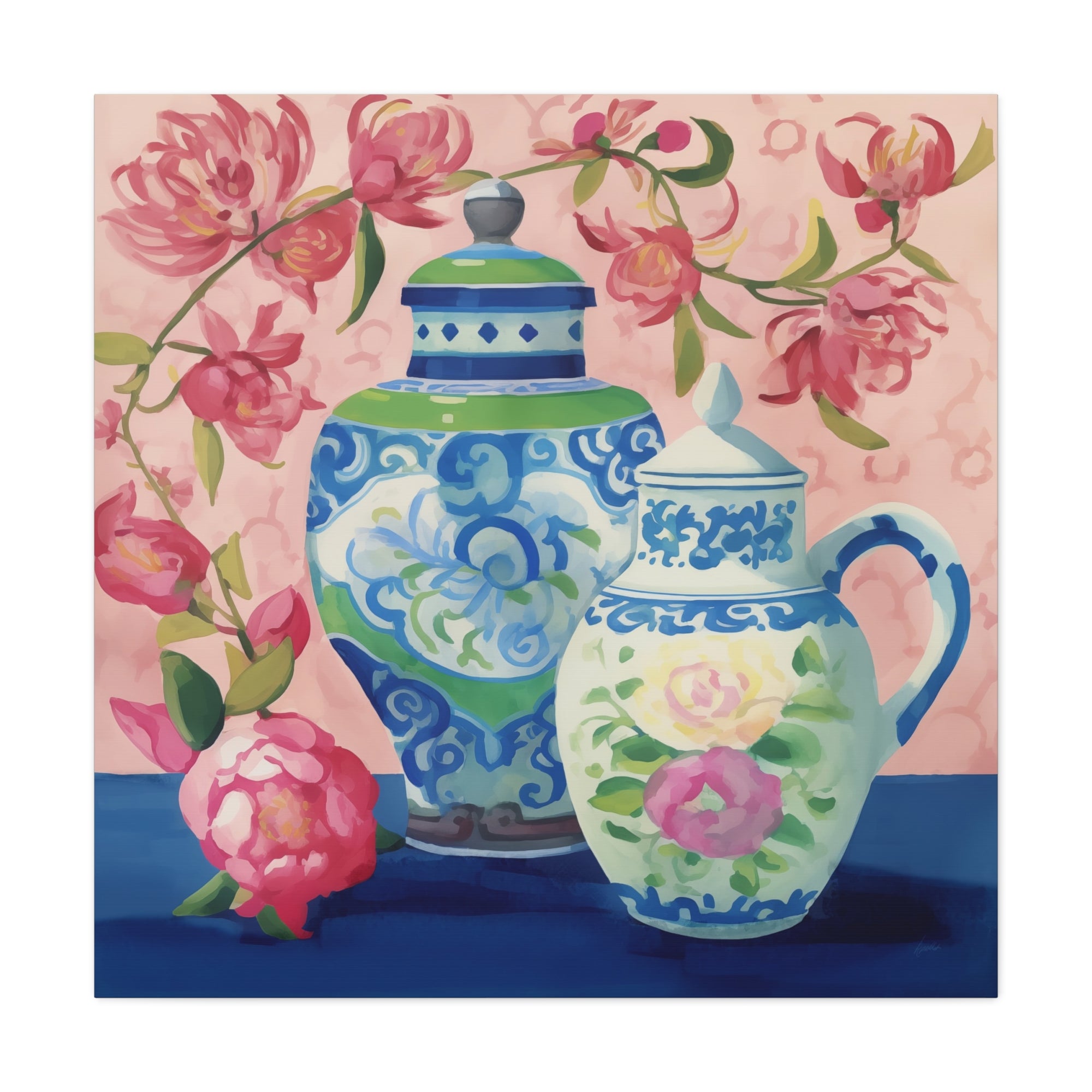 Pink Peony Tea Party - Available in 4 sizes - Matte Canvas