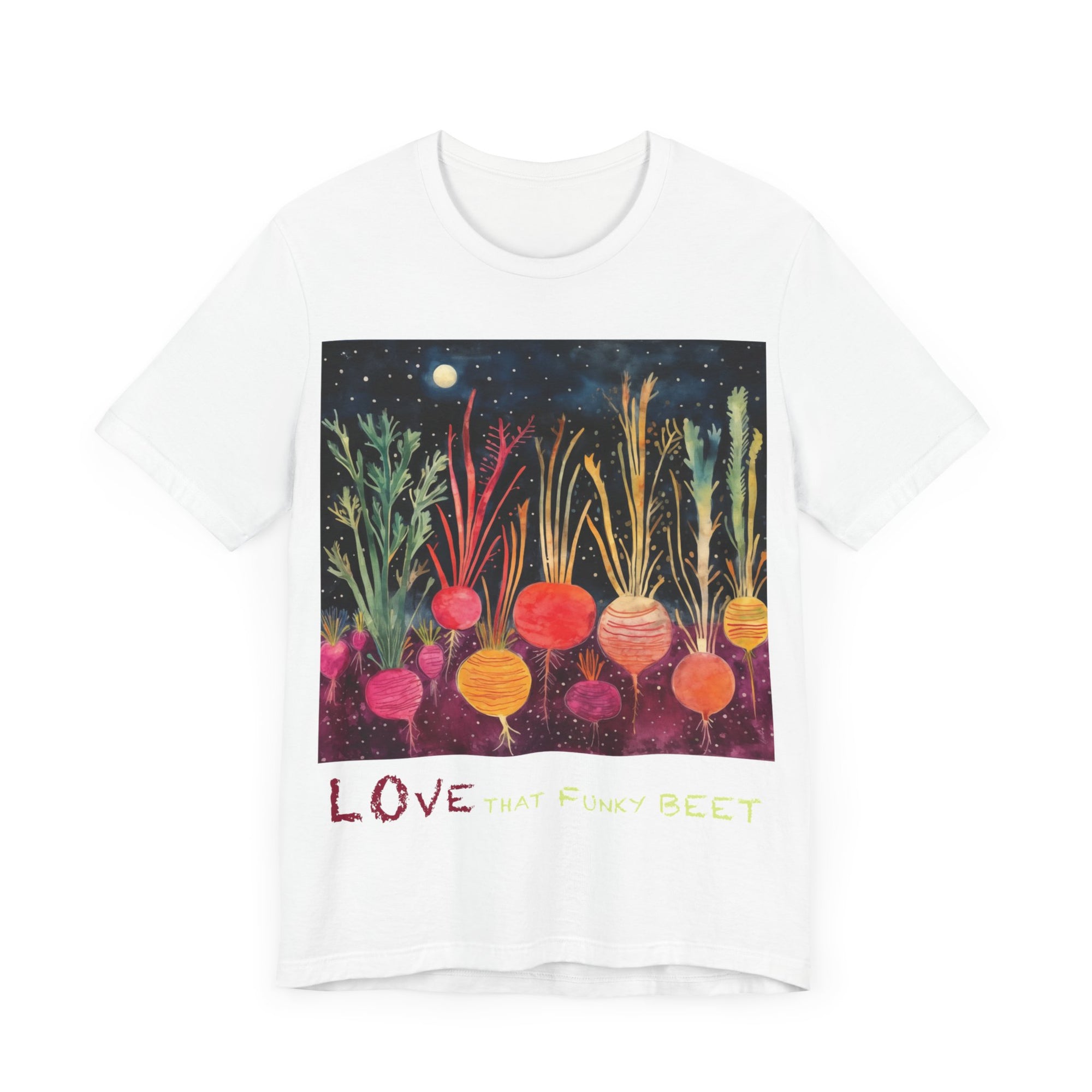 Love That Funky Beet - Personalization Option - Unisex Jersey Short Sleeve Tee, beet, root, gardener, gardening, root veggie, vegetable lover, culinary, chef, kitchen, cook