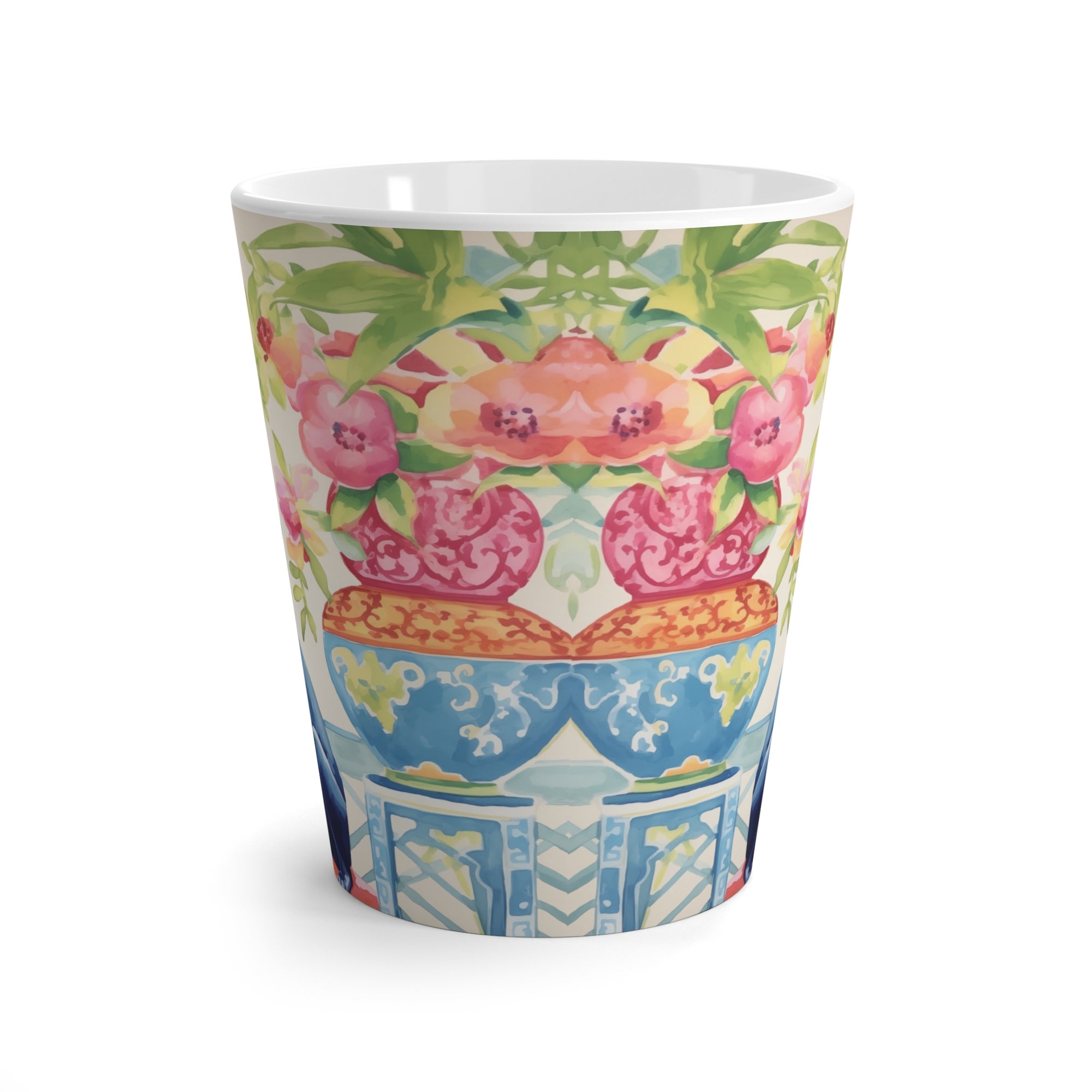 Latte Mug - Chew-noiserie Blue Dog with Chinoiserie 2