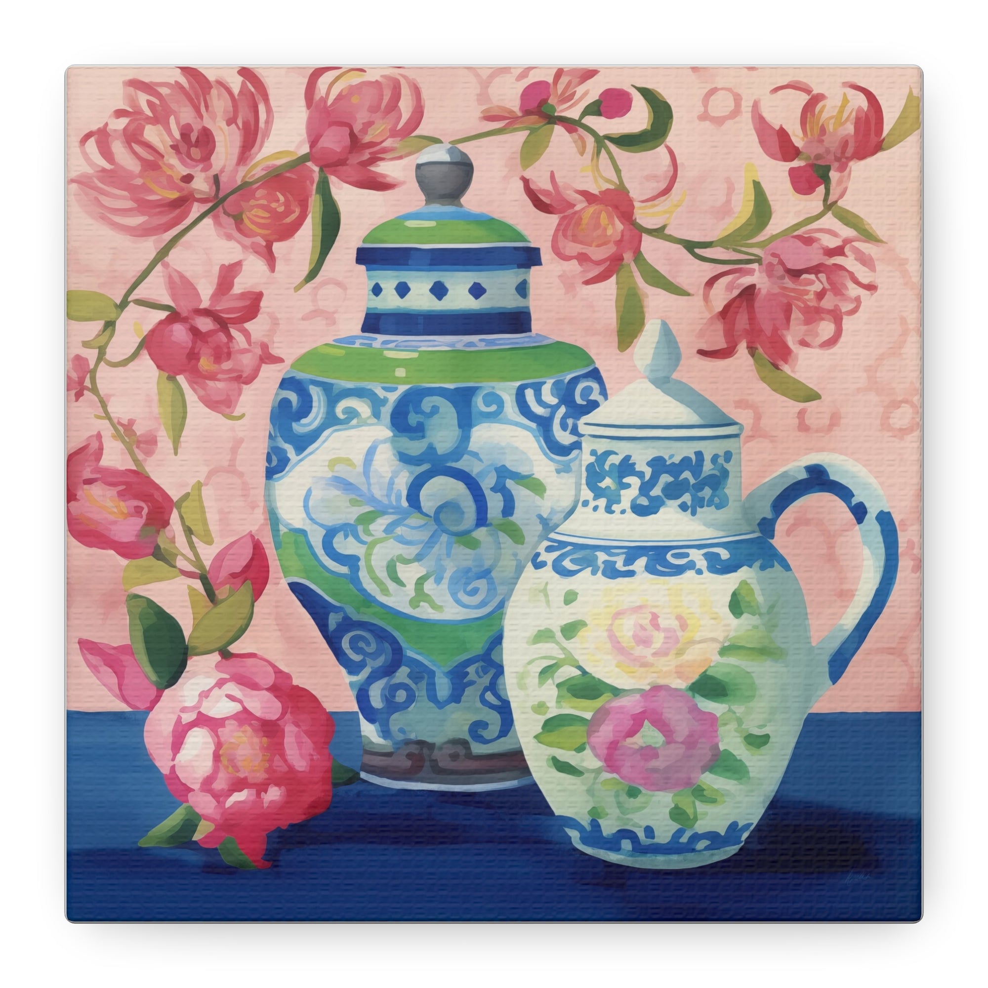 Pink Peony Tea Party - Available in 4 sizes - Matte Canvas