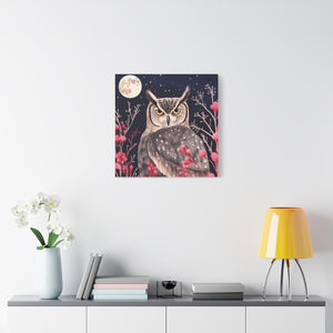 Pink Grass Owl  - Available in 4 Sizes - Matte Canvas