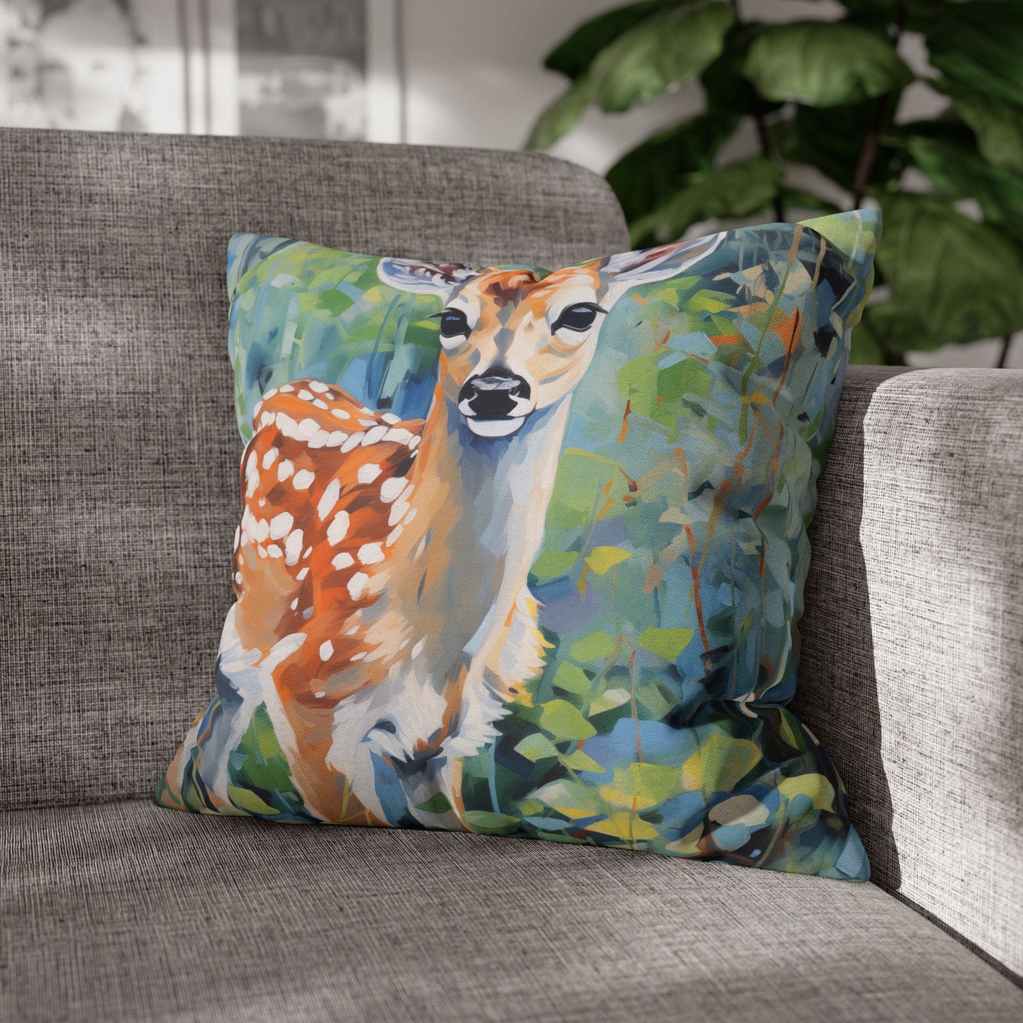 Spun Polyester Square Pillowcase - Spotted Fawn