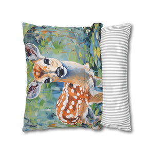 Spun Polyester Square Pillowcase - Spotted Fawn