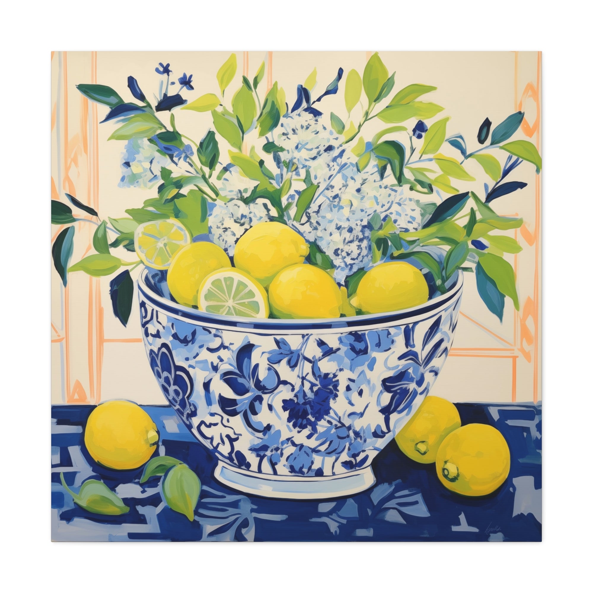 Lemon Bliss in Chinoiserie Bowl  - Available in 4 Sizes - Matte Canvas