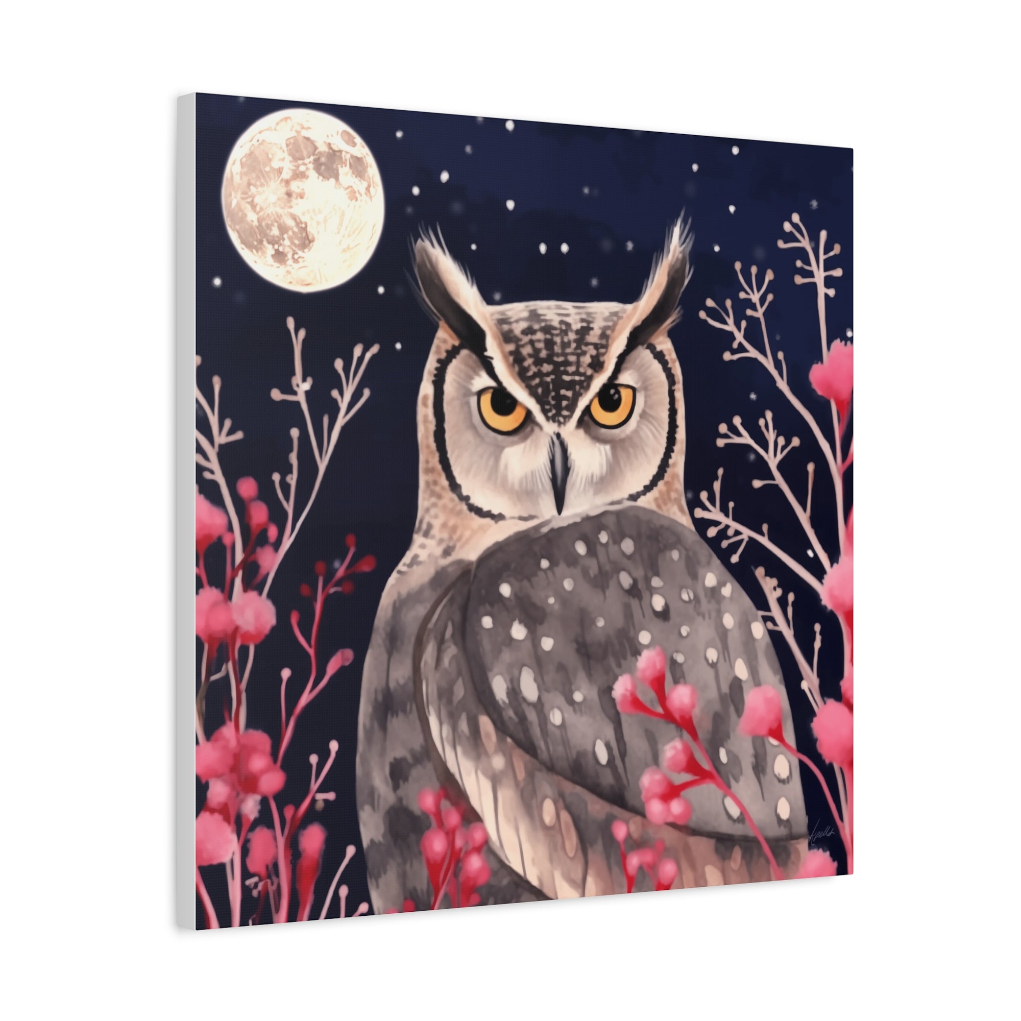 Pink Grass Owl  - Available in 4 Sizes - Matte Canvas