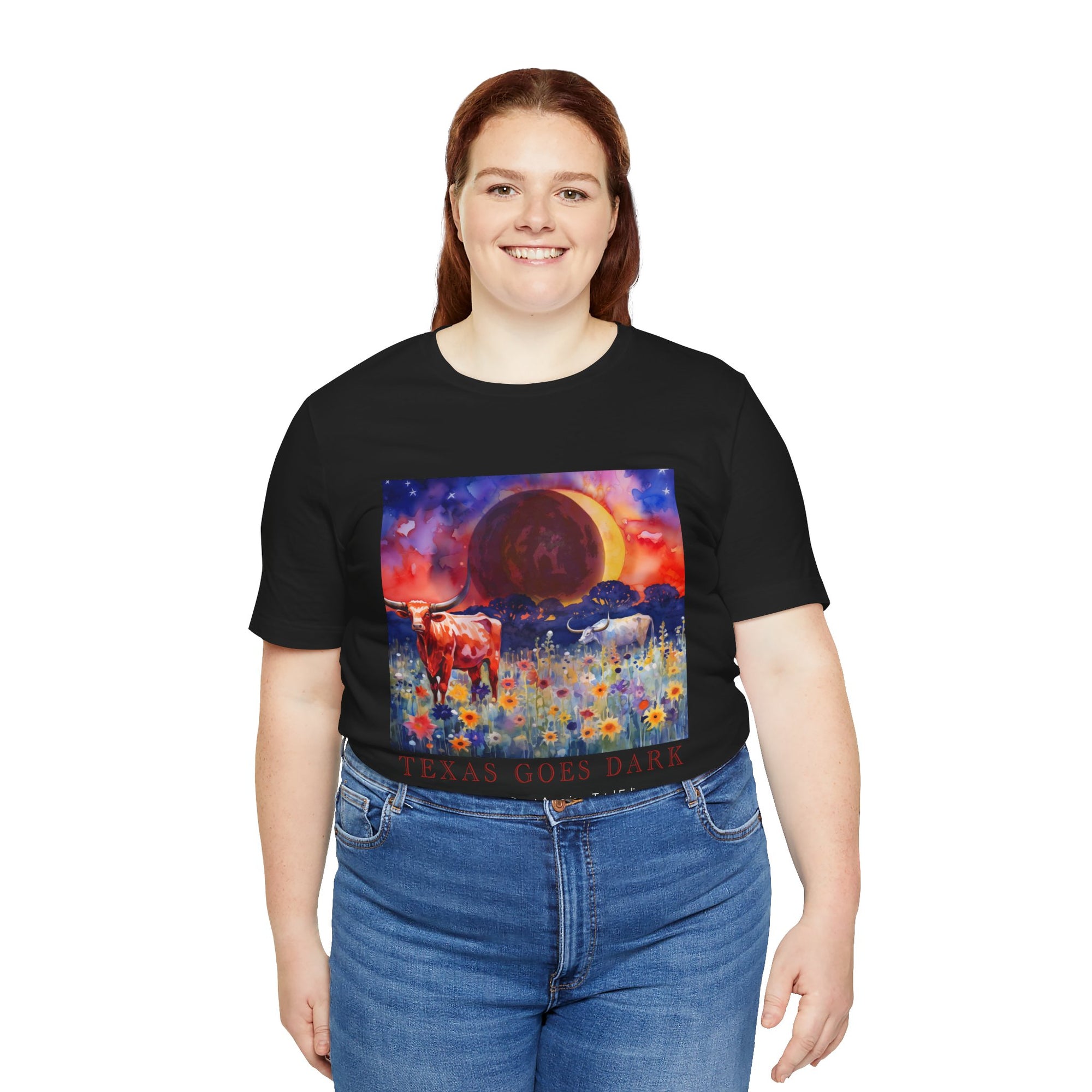 Texas Goes Dark - 2024 Total Eclipse - Unisex Jersey Short Sleeve Tee