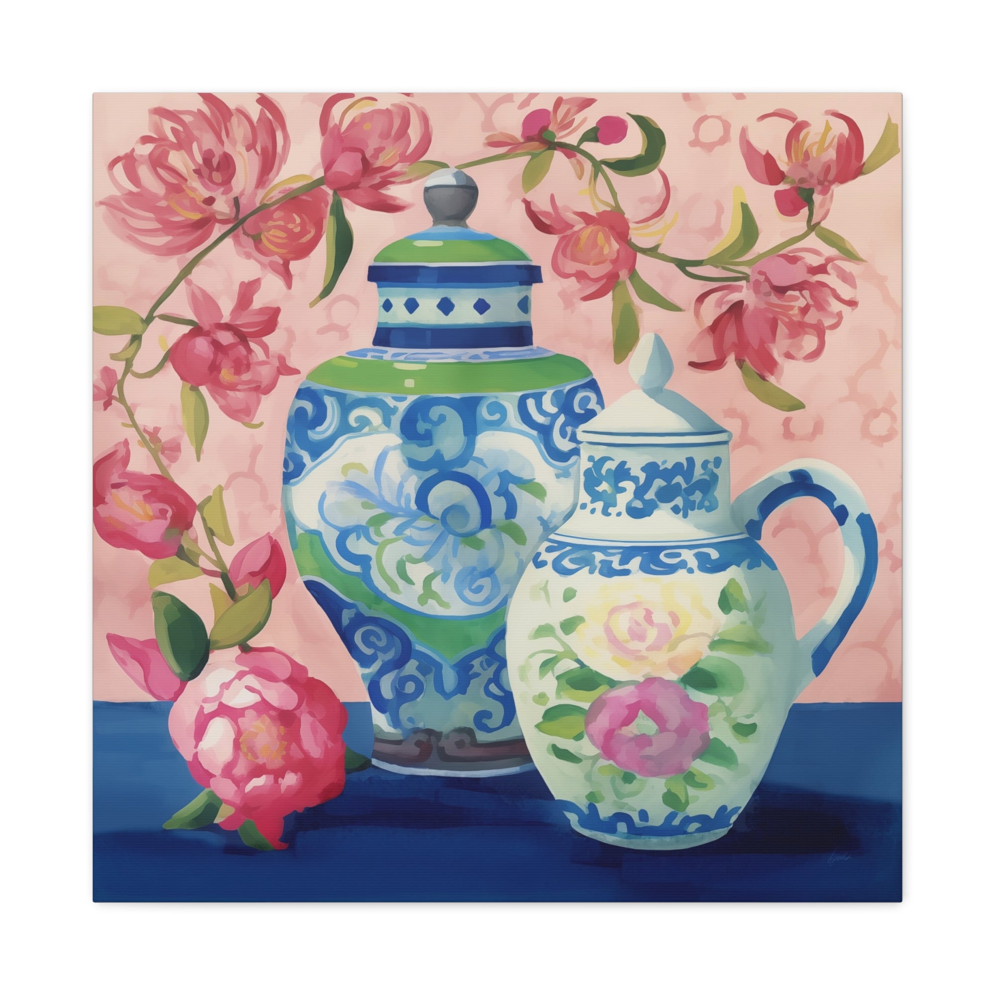 Pink Peony Tea Party - Available in 4 sizes - Matte Canvas